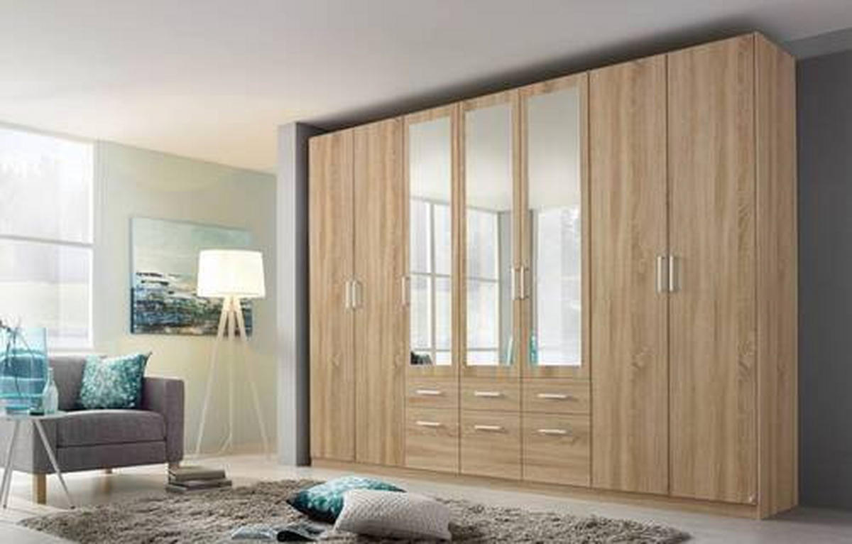 DREHTÜRENSCHRANK Sonoma Eiche 7  - Alufarben/Sonoma Eiche, Basics, Holzwerkstoff/Kunststoff (315/229/54cm) - Xora