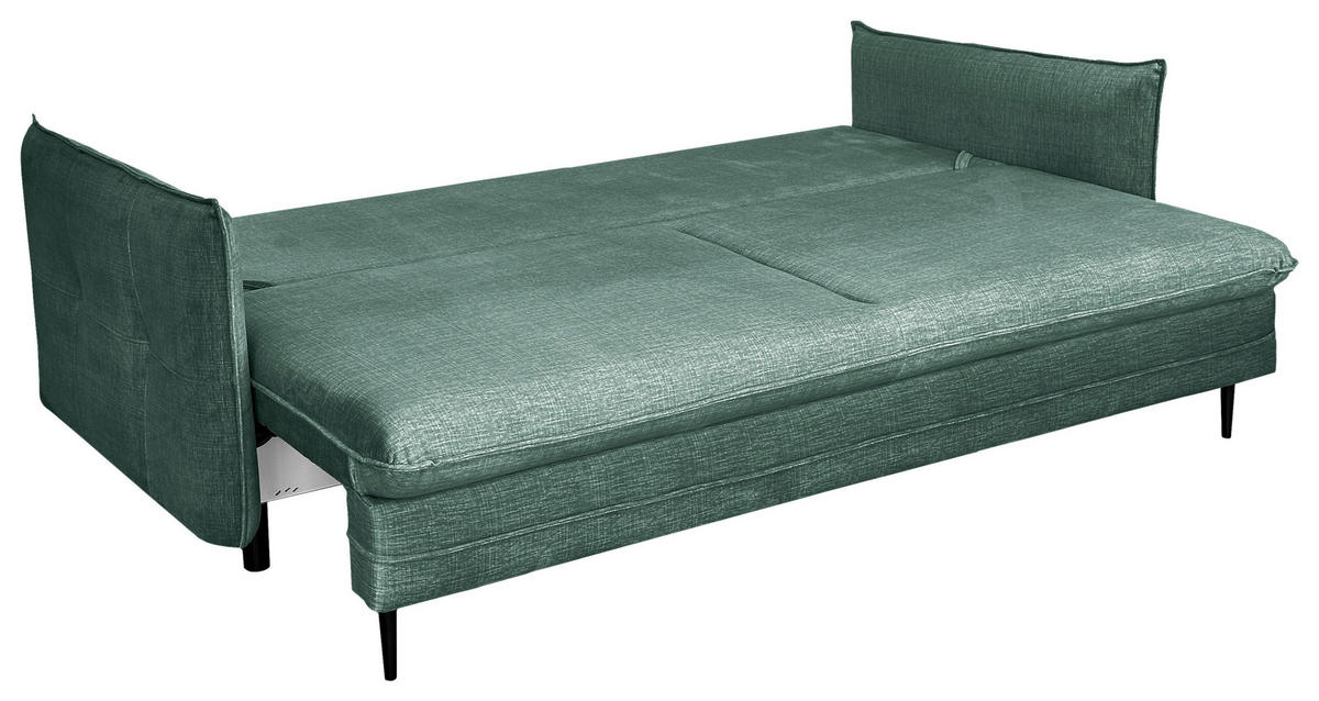 SCHLAFSOFA  mit Liegefunktion Flachgewebe Mintgrün  - Schwarz/Mintgrün, Design, Holz/Kunststoff (216/96/102cm) - MID.YOU