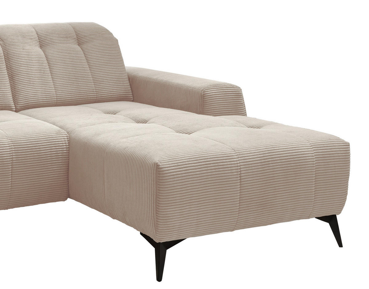 ECKSOFA in Cord Beige  258/180 cm  - Beige/Schwarz, MODERN, Textil/Metall (258/180cm) - Livetastic