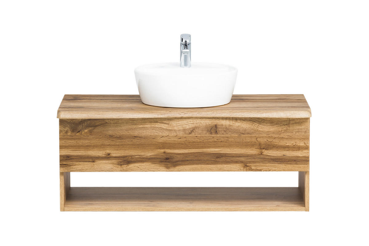 WASCHTISCHKOMBI 101 cm  - Eiche Wotan/Weiß, Natur, Keramik/Holzwerkstoff (101cm) - Xora