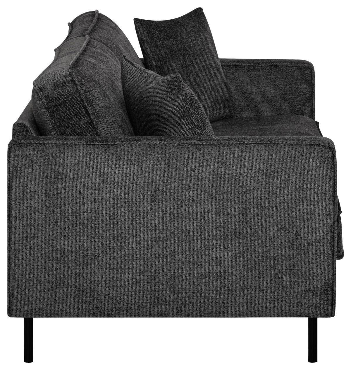 3-SITS SOFFA i velour antracit  - svart/antracit, Klassisk, metall/textil (204/81/90cm) - Hom`in