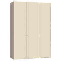 DREHTÜRENSCHRANK 153/220/59 cm,  in Creme, Hellbraun, 3-türig  - Hellbraun/Silberfarben, Design, Glas/Holzwerkstoff (153/220/59cm) - Jutzler