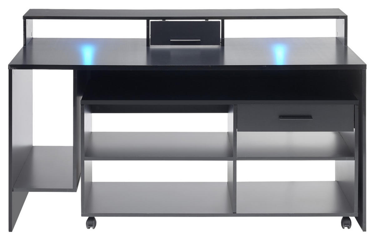 GAMINGTISCH 160/70/92 cm  in Schwarz  - Schwarz, LIFESTYLE, Holzwerkstoff/Kunststoff (160/70/92cm) - Livetastic