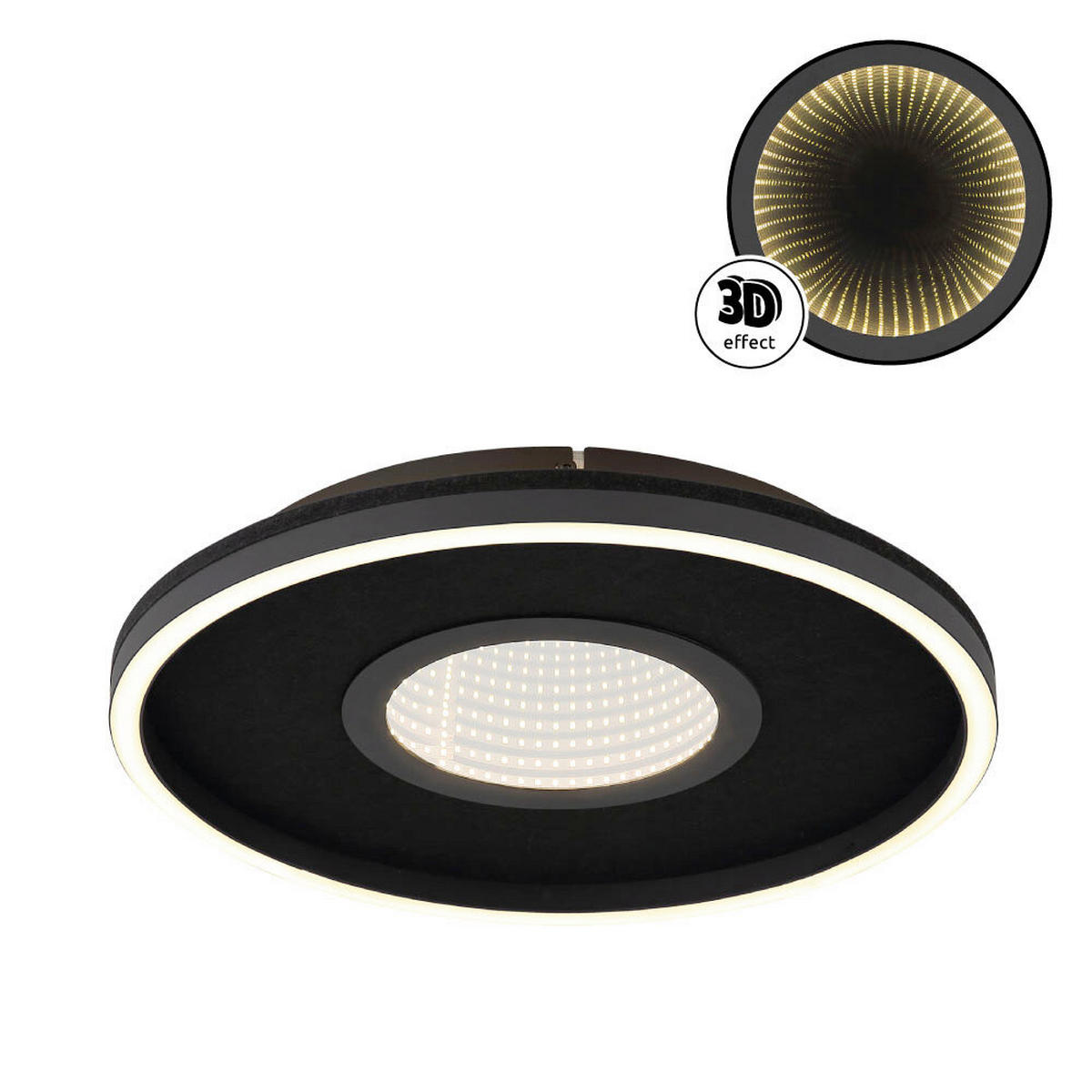 STROPNA LED-SVETILKA  EMORY //3000 K/230 V/ - črna/bela, Design, kovina/umetna masa (39,7/6,3cm) - Globo