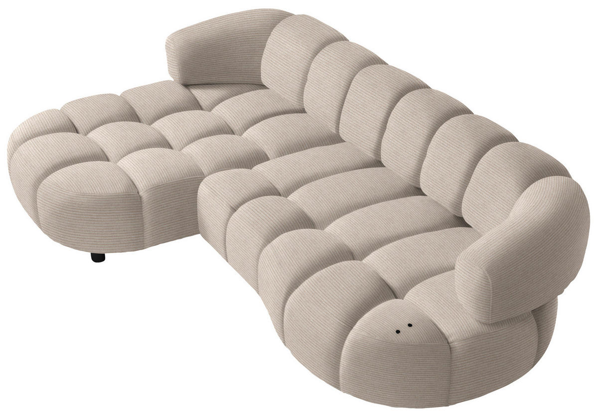 ECKSOFA in Cord, Velours Beige  183/284 cm  - Beige/Schwarz, Design, Holz/Textil (183/284cm) - Welnova