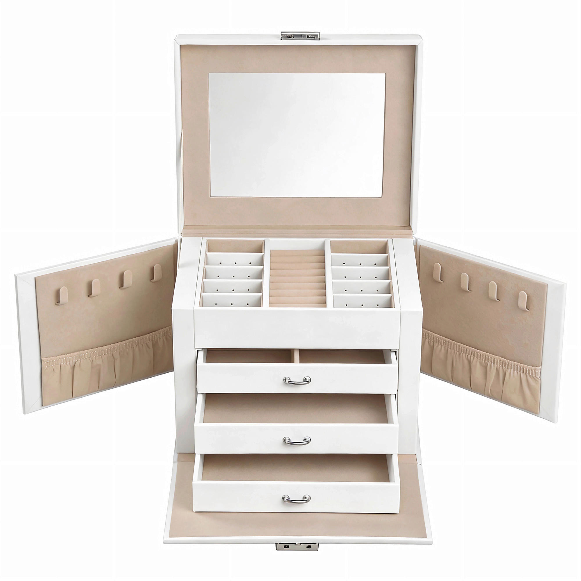 SCHMUCKKÄSTCHEN - Beige/Weiß, Trend, Leder/Holzwerkstoff (22,5/16,5/17,5cm) - Boxxx