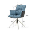 ARMLEHNSTUHL in Edelstahl Mikrofaser, Leinenoptik - Blau/Edelstahlfarben, Design, Textil/Metall (59/89,5/63cm) - Novel