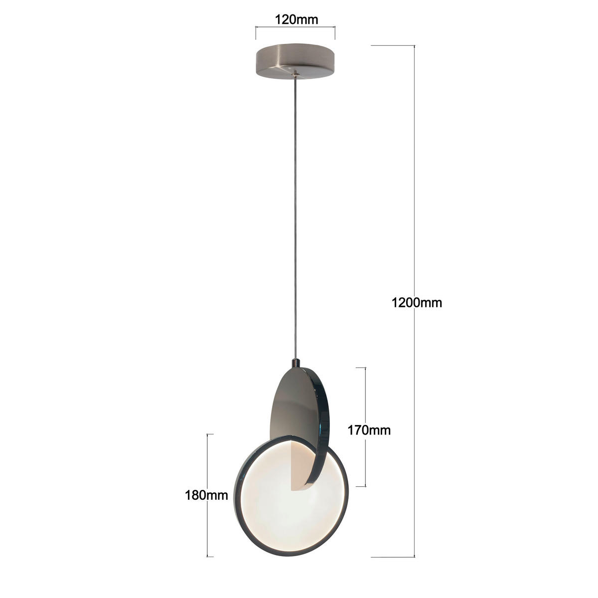 HÄNGELEUCHTE    - Chromfarben, Design, Metall (120/18/17cm)
