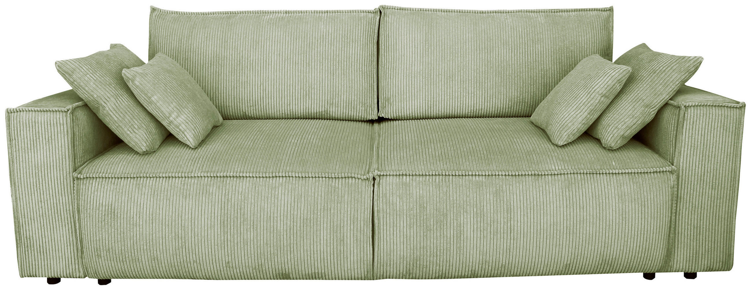 SCHLAFSOFA  mit Liegefunktion, Schlafen auf Sitzhöhe, Rücken echt Cord Salbeigrün  - Salbeigrün/Schwarz, KONVENTIONELL, Kunststoff/Textil (240/89/100cm) - Carryhome