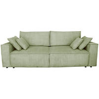 SCHLAFSOFA  mit Liegefunktion, Schlafen auf Sitzhöhe, Rücken echt Cord Salbeigrün  - Salbeigrün/Schwarz, KONVENTIONELL, Kunststoff/Textil (240/89/100cm) - Carryhome