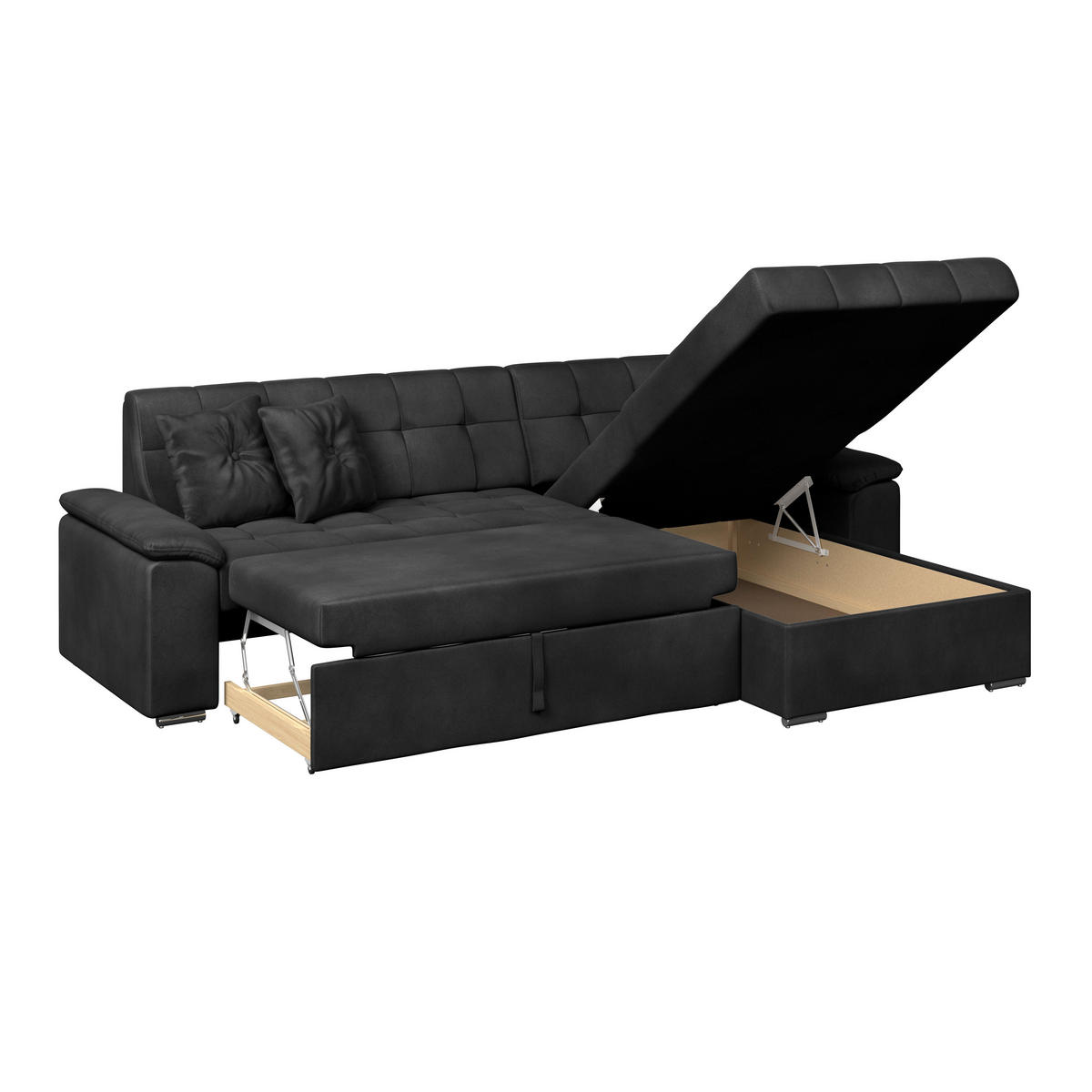ECKSOFA Schwarz Zierkissen  - Schwarz, Trend, Textil (257/167cm) - Livetastic