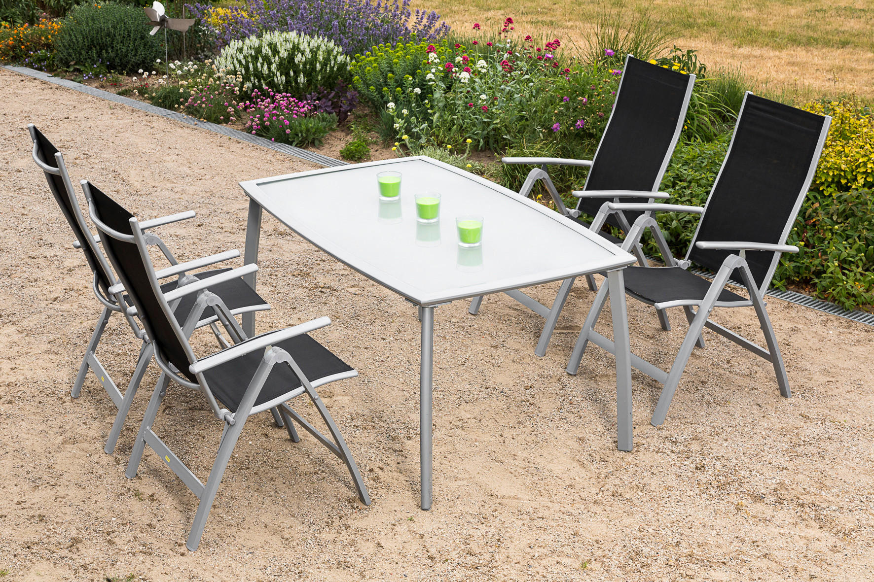 GARTENTISCH 150/90/74 cm Metall rechteckig  - Silberfarben, MODERN, Glas/Metall (150/90/74cm) - Gardenson