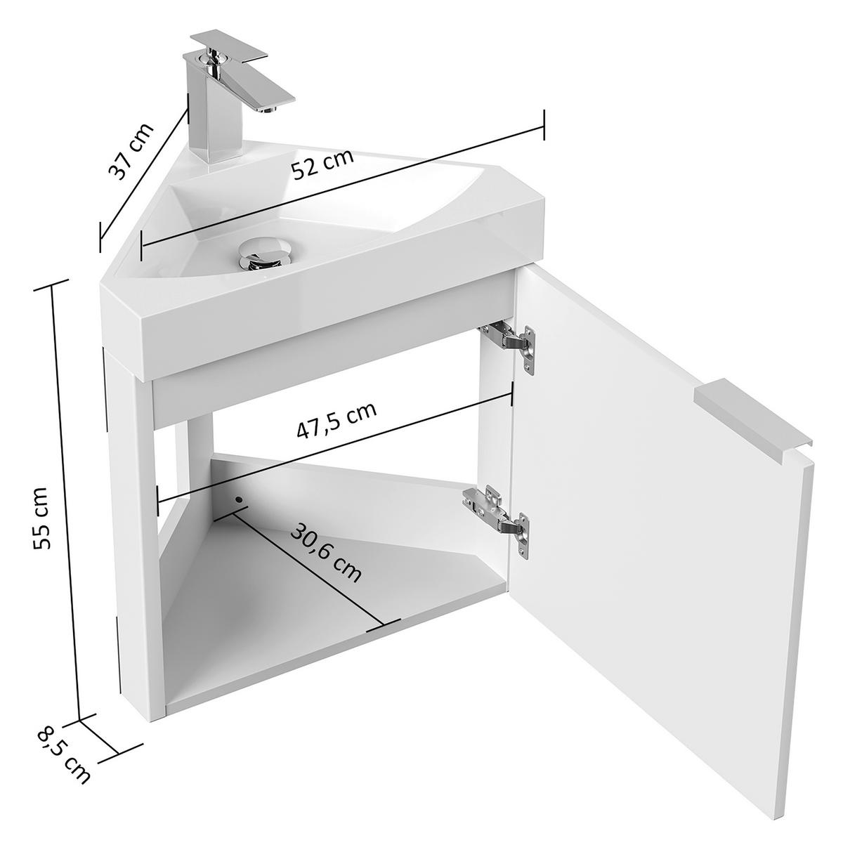 GÄSTEBAD 52,3 cm  - Eichefarben, MODERN, Holzwerkstoff/Stein (52,3cm) - MID.YOU