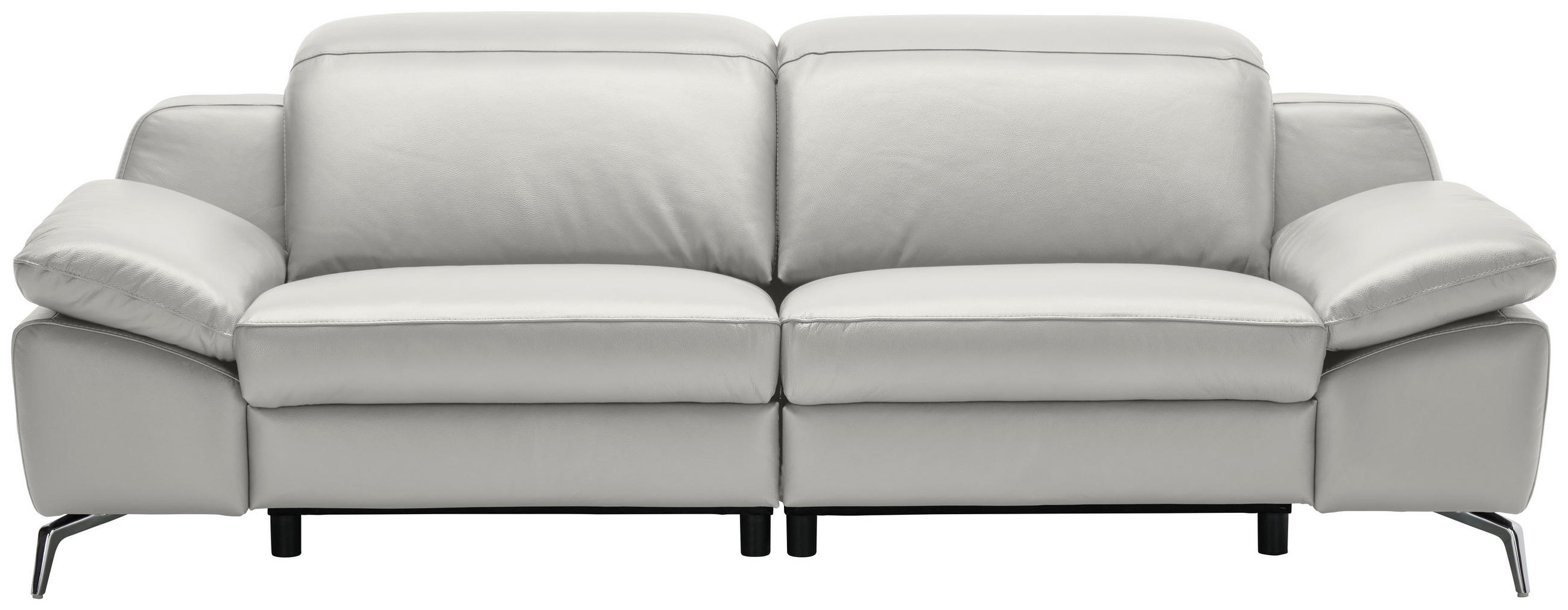 3-SITZER-SOFA Echtleder Greige  - Chromfarben/Greige, Design, Leder/Kunststoff (234/83-99/110cm) - Celina Home