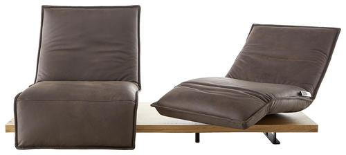ZWEISITZER-SOFA mit Funktionen Dunkelbraun Echtleder  - Eichefarben/Dunkelbraun, Natur, Leder/Metall (240/63/115cm) - Koinor