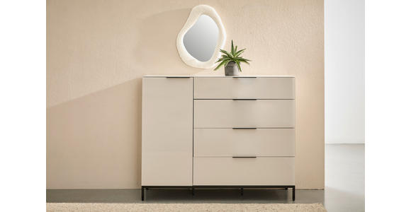 SIDEBOARD  135/99/42 cm 4 Schublade(n)  - Kaschmir/Schwarz, Design, Glas/Holzwerkstoff (135/99/42cm) - Novel
