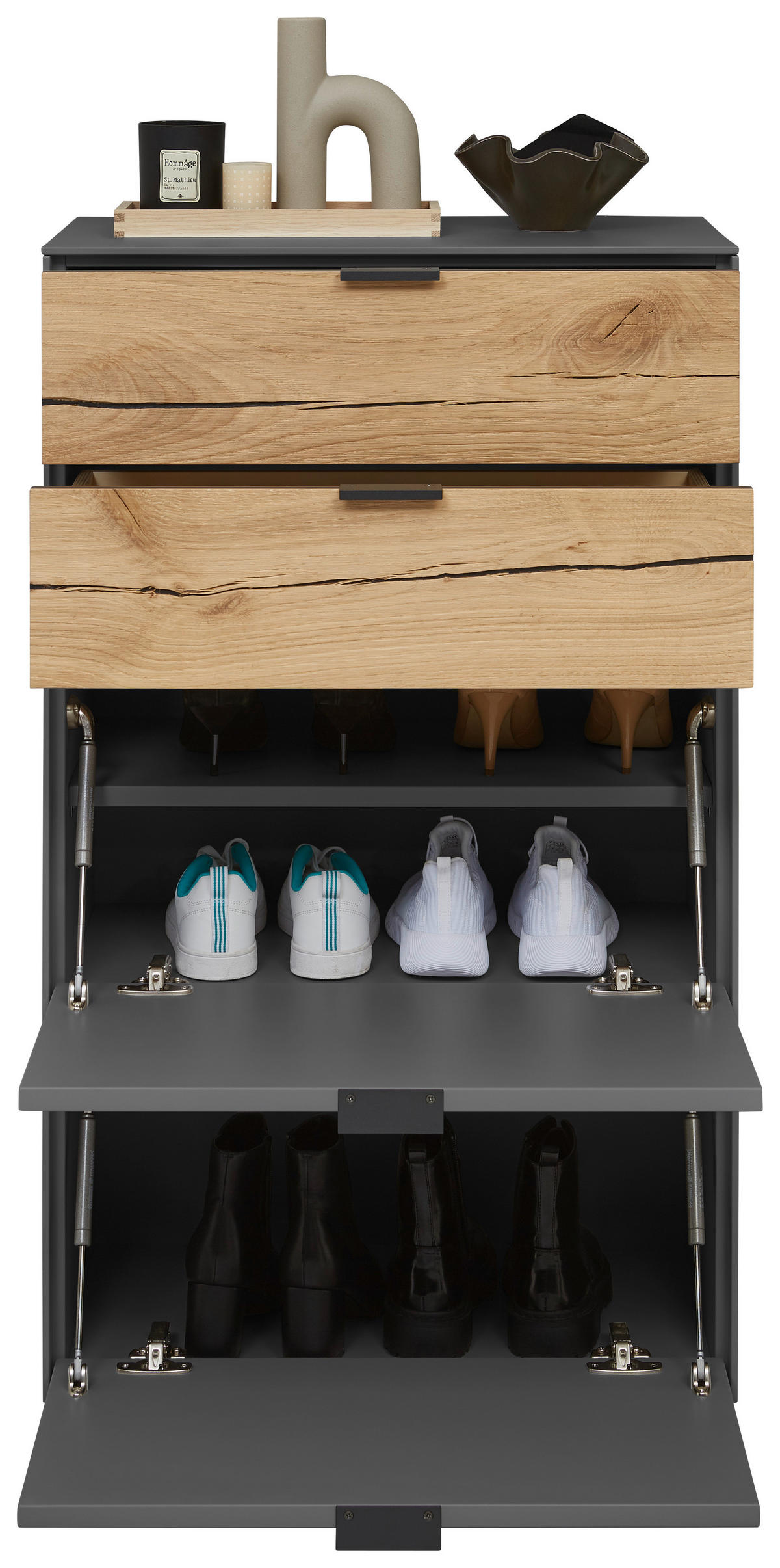SCHUHSCHRANK  in 61,9/104,7/37,1 cm  - Eichefarben/Graphitfarben, Design, Holz/Holzwerkstoff (61,9/104,7/37,1cm) - Dieter Knoll
