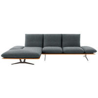 ECKSOFA  in Flachgewebe Blaugrau Armteilverstellung, Kopfteilverstellung  159/314 cm  - Blaugrau/Schwarz, Design, Holz/Textil (159/314cm) - Dieter Knoll