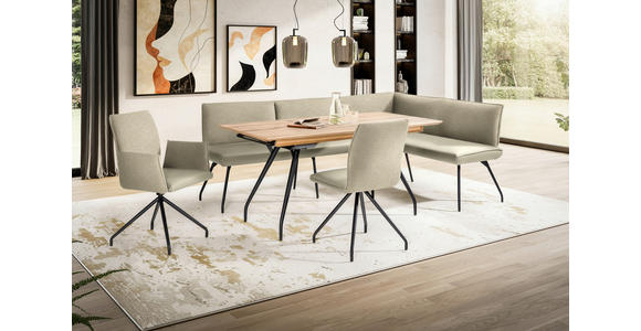 ECKBANK 225/165 cm  in Creme  - Creme/Schwarz, Design, Textil/Metall (225/165cm) - Moderano