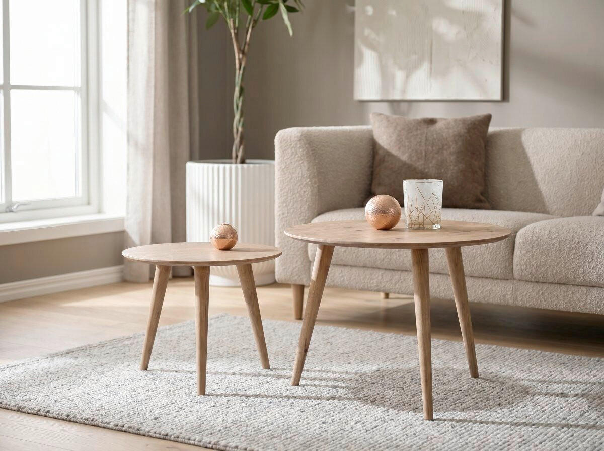 COUCHTISCH Wildeiche massiv 60/60/45 cm rund Eiche Bianco  - Eiche Bianco, Design, Holz (60/60/45cm) - Xora