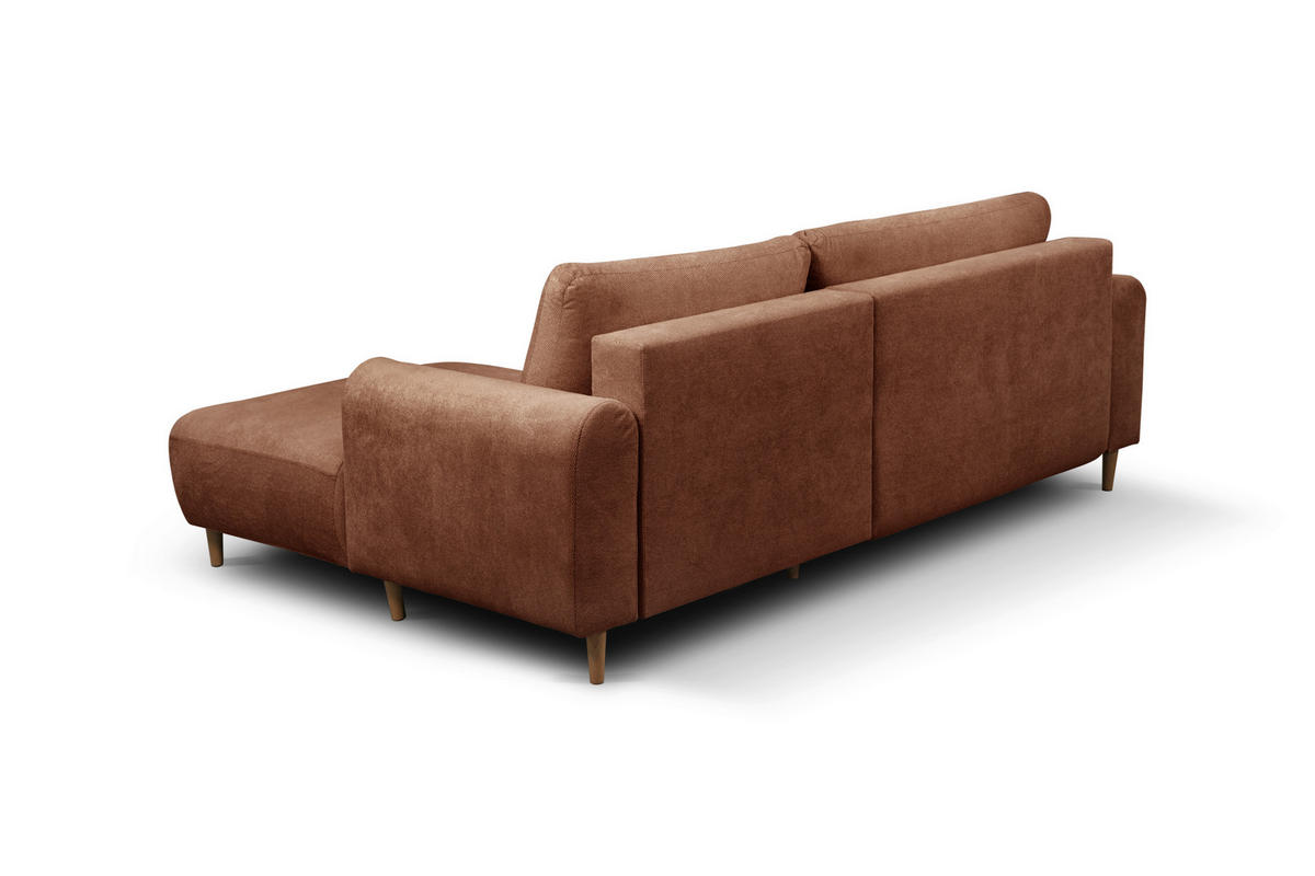 ECKSOFA VIRA Kupferfarben Struktur Rückenkissen, Bettkasten, Liegefläche im Originalstoff  - Naturfarben/Kupferfarben, Design, Holz/Textil (230/150cm) - MID.YOU