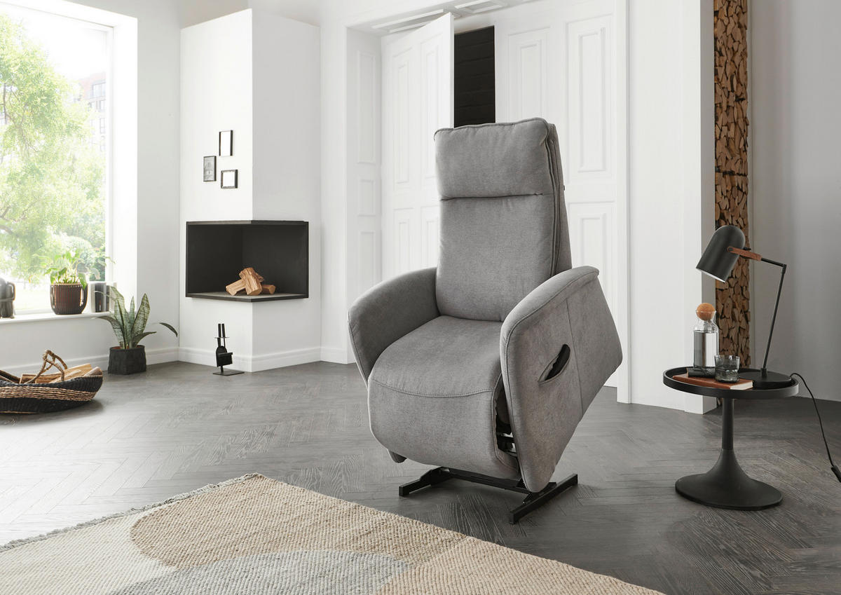 FERNSEHSESSEL in Chenille Grau  - Grau, KONVENTIONELL, Kunststoff/Textil (79/108/87cm) - Valdera