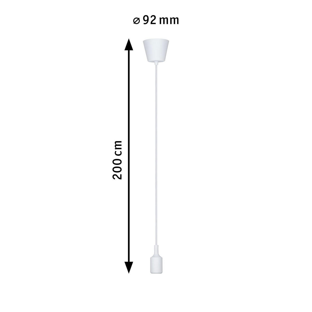 HÄNGELEUCHTE 9,2/200,0 cm   - Weiß, Basics, Kunststoff (9,2/200,0cm) - Paulmann