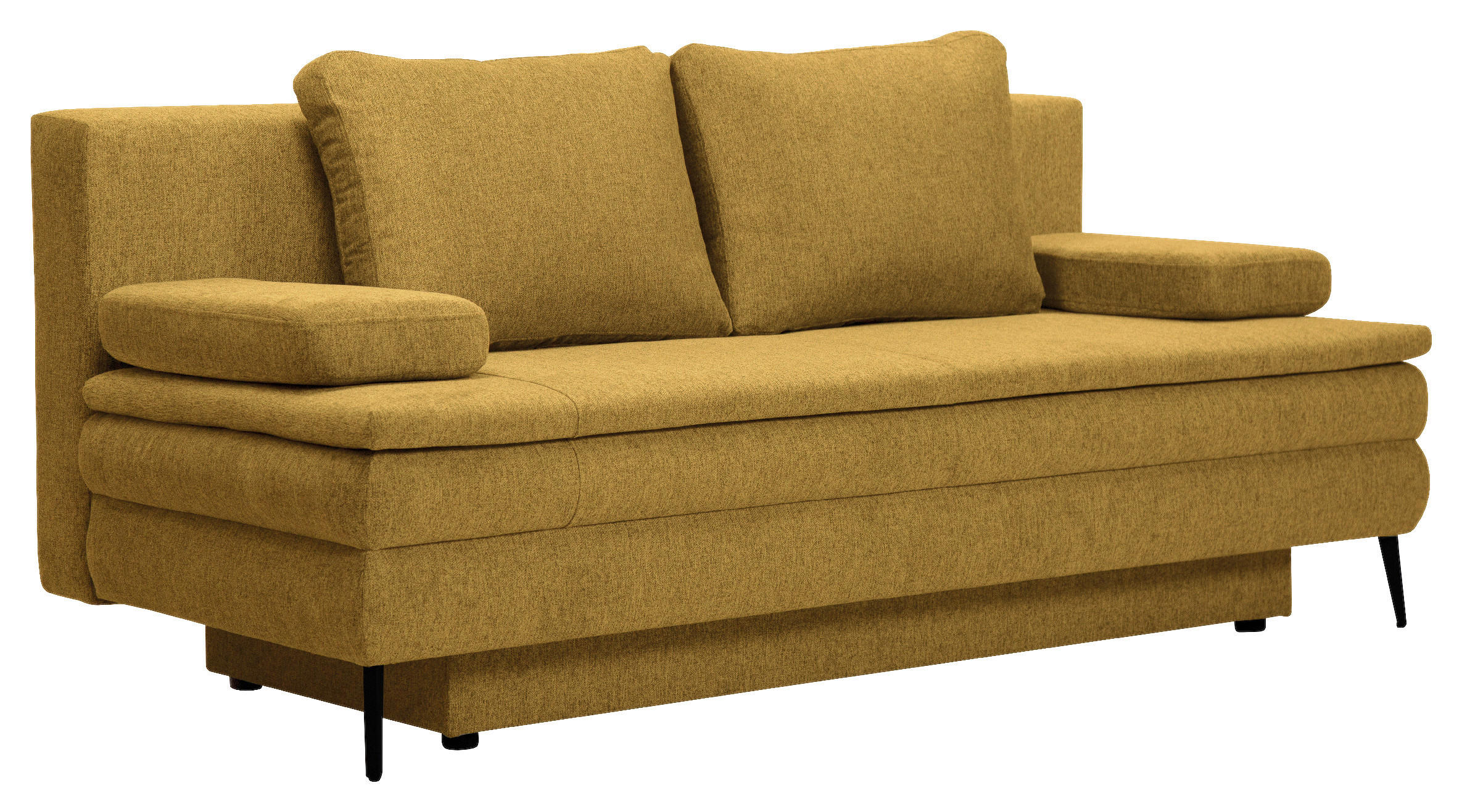 SCHLAFSOFA Webstoff Dunkelgelb  - Dunkelgelb/Schwarz, Design, Kunststoff/Textil (200/90/100cm) - Venda