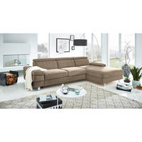 ECKSOFA in Webstoff Schlammfarben  - Schlammfarben/Silberfarben, Konventionell, Textil/Metall (182/82/260cm) - Trendmanufaktur