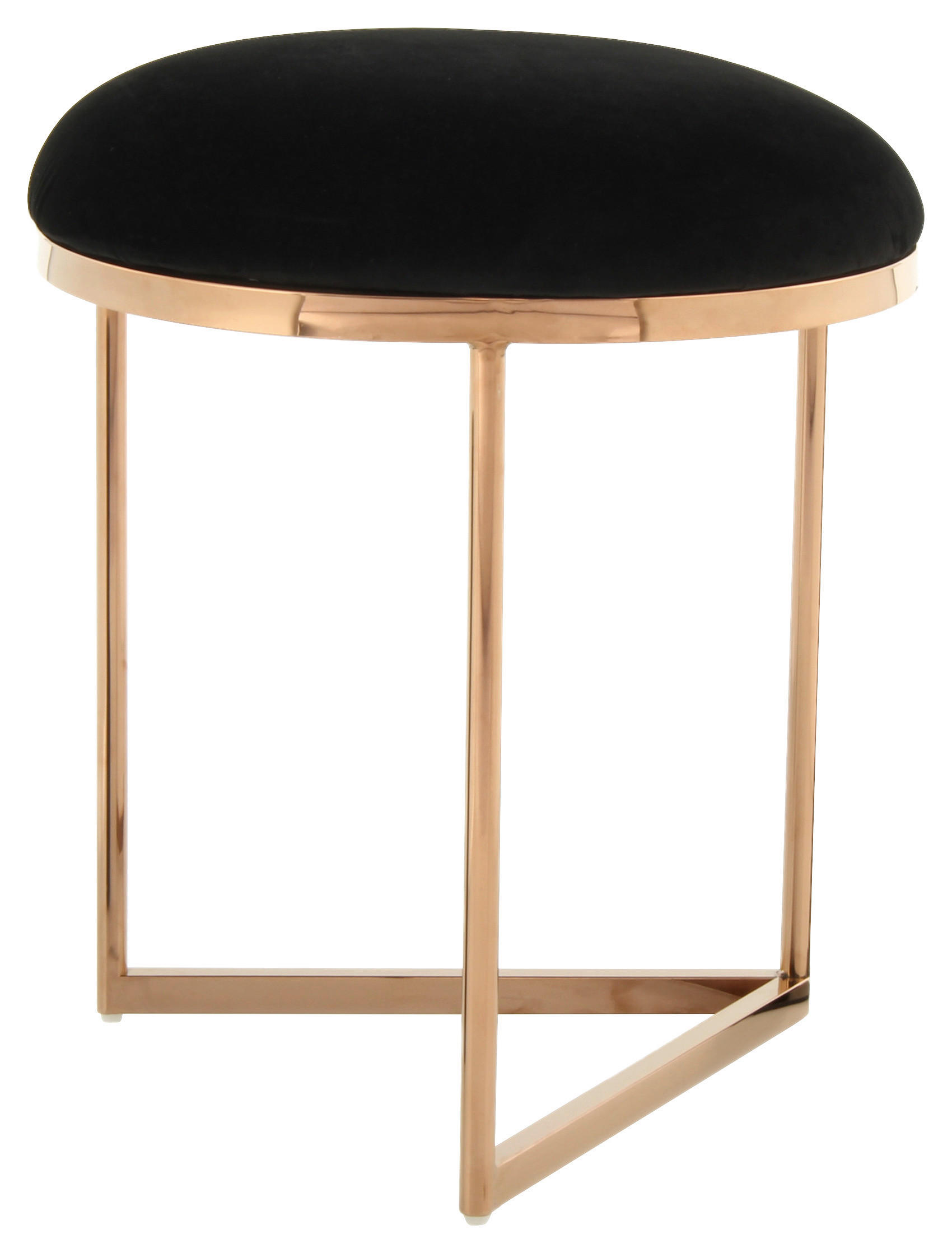 HOCKER Samt Schwarz  - Roségold/Schwarz, Design, Textil/Metall (40/49cm) - Kayoom