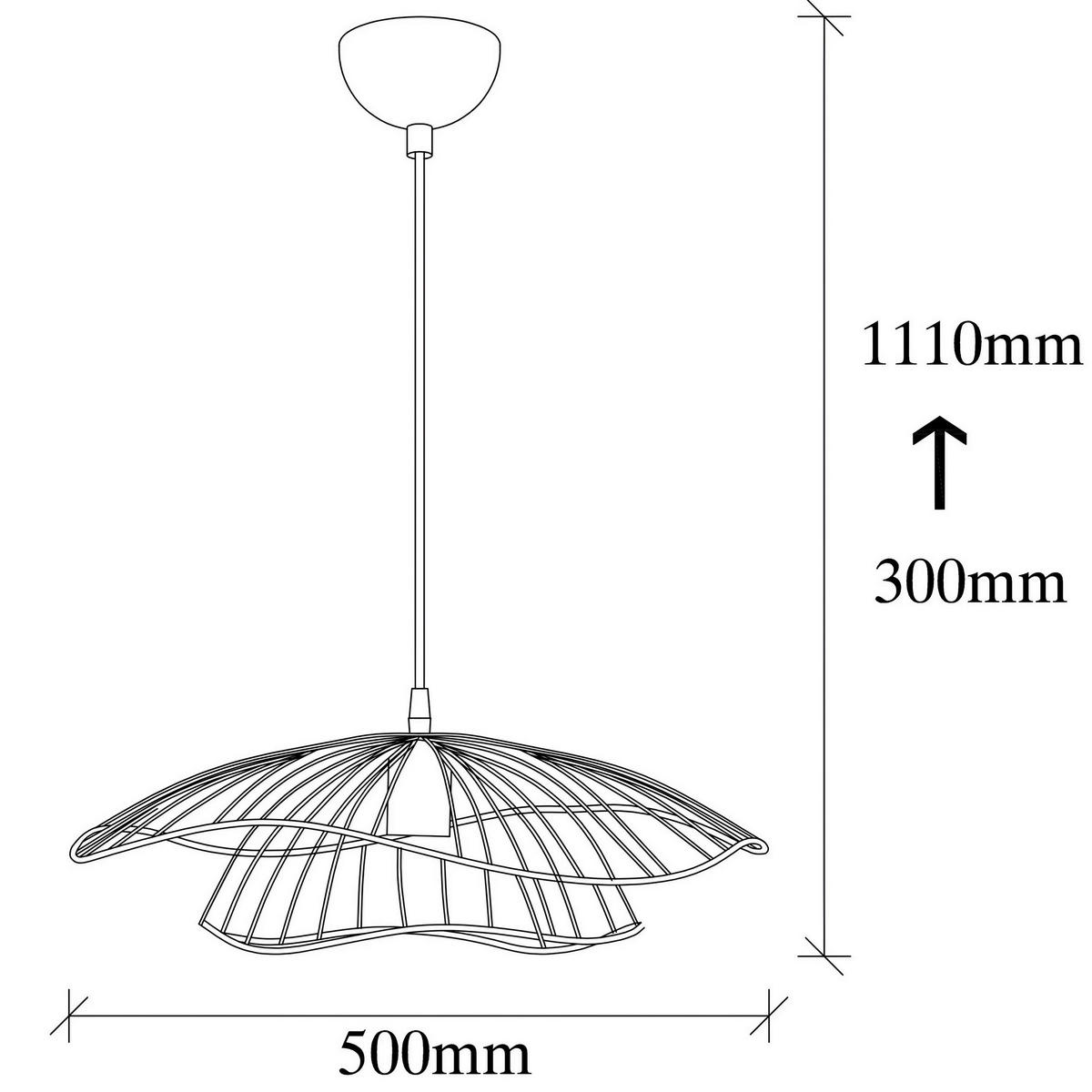 HÄNGELEUCHTE 50/111 cm   - Schwarz, Design, Metall (50/111cm) - P & B