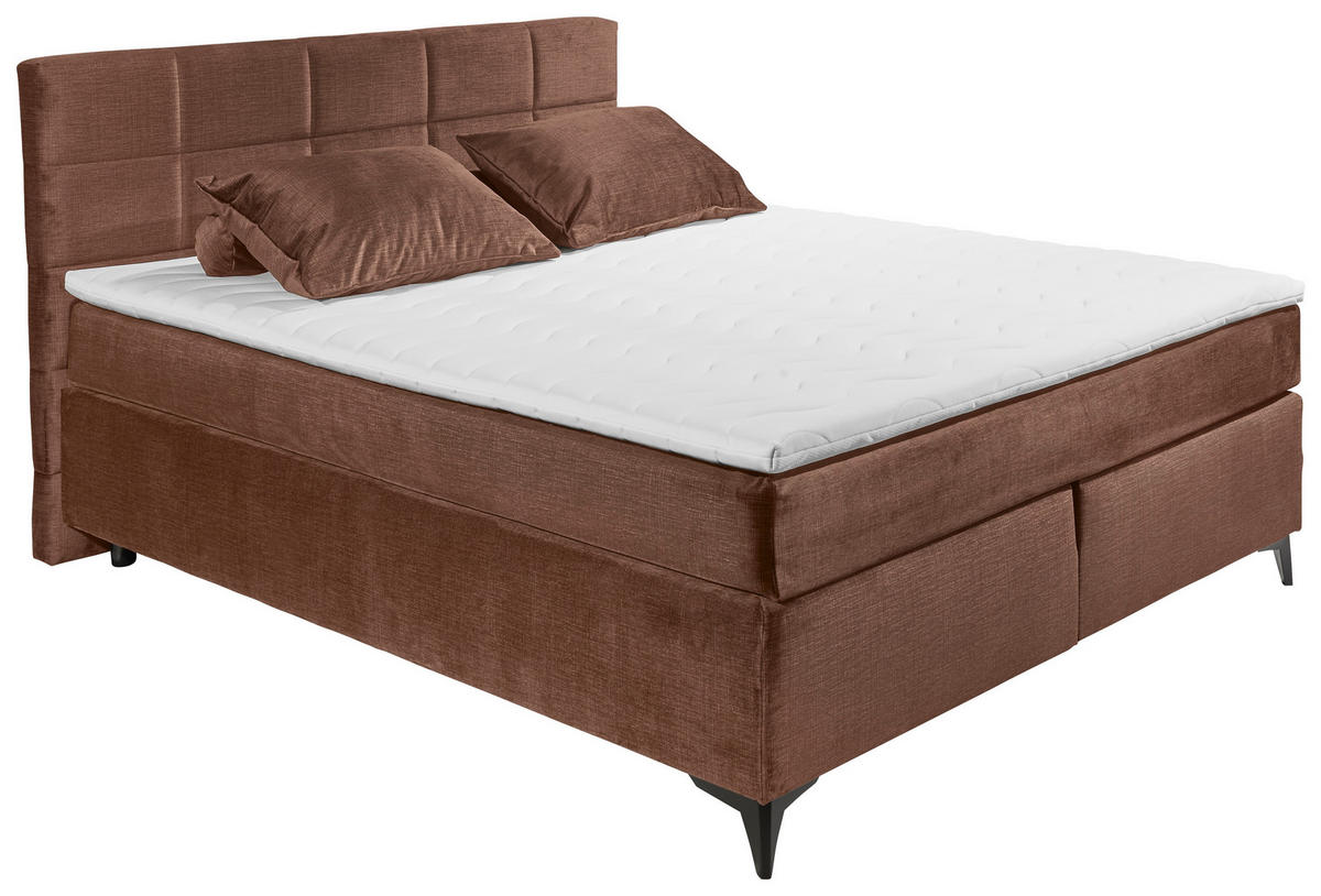 BOXSPRINGBETT 180/200 cm  in Kupferfarben  - Schwarz/Kupferfarben, Design, Holzwerkstoff/Kunststoff (180/200cm) - Xora
