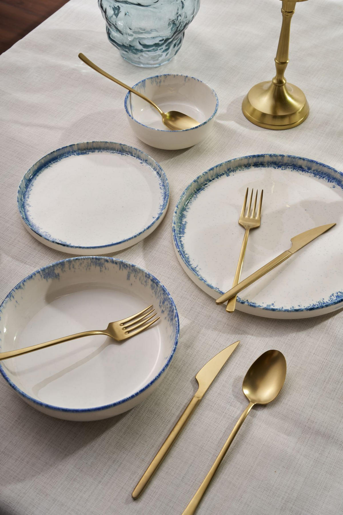 KOMBISERVICE Weiß, Pastellblau 24-teilig 6 Personen  - Pastellblau/Weiß, Basics, Keramik - P & B