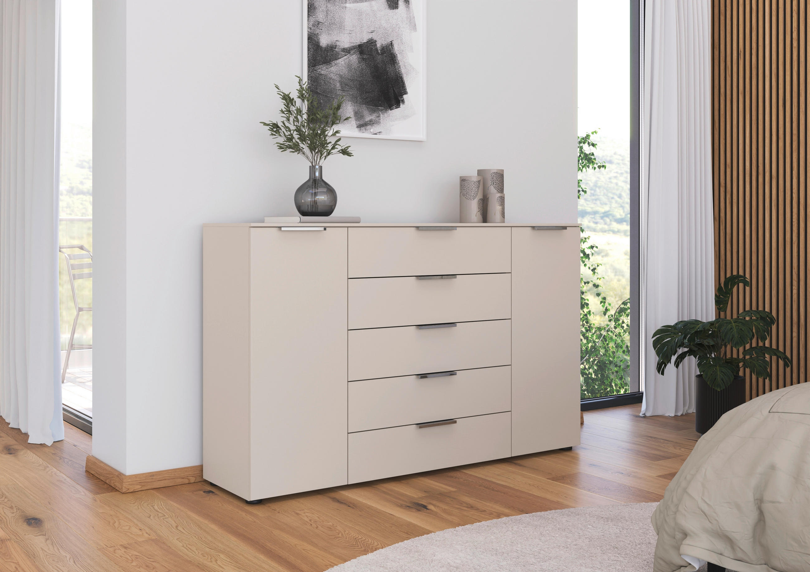 BYRÅ 160/100/42 cm  - kromfärg/champagne, Modern, metall/trämaterial (160/100/42cm) - Rauch Möbel