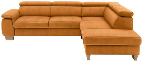 ECKSOFA in Mikrofaser Orange  - Eichefarben/Beige, Natur, Holz/Textil (273/226cm) - Beldomo System