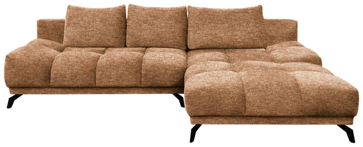 ECKSOFA in Chenille Goldfarben  - Goldfarben/Schwarz, Modern, Textil/Metall (290/182cm) - Hom`in