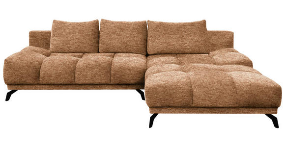 ECKSOFA in Chenille Goldfarben  - Goldfarben/Schwarz, MODERN, Textil/Metall (290/182cm) - Hom`in