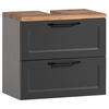 WASCHBECKENUNTERSCHRANK 60/55/35 cm  - Eiche Wotan/Schwarz, ROMANTIK / LANDHAUS, Holzwerkstoff/Kunststoff (60/55/35cm) - Xora