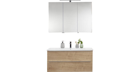 BADEZIMMER in 105 cm - Eichefarben/Weiß, Design, Keramik/Holzwerkstoff (105cm) - Novel
