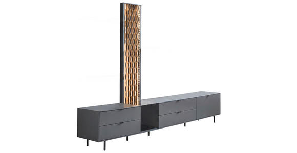 LOWBOARD  267/189/42 cm 4 Schublade(n) stehend, Beleuchtung  - Eichefarben/Anthrazit, Design, Holz/Holzwerkstoff (267/189/42cm) - Moderano
