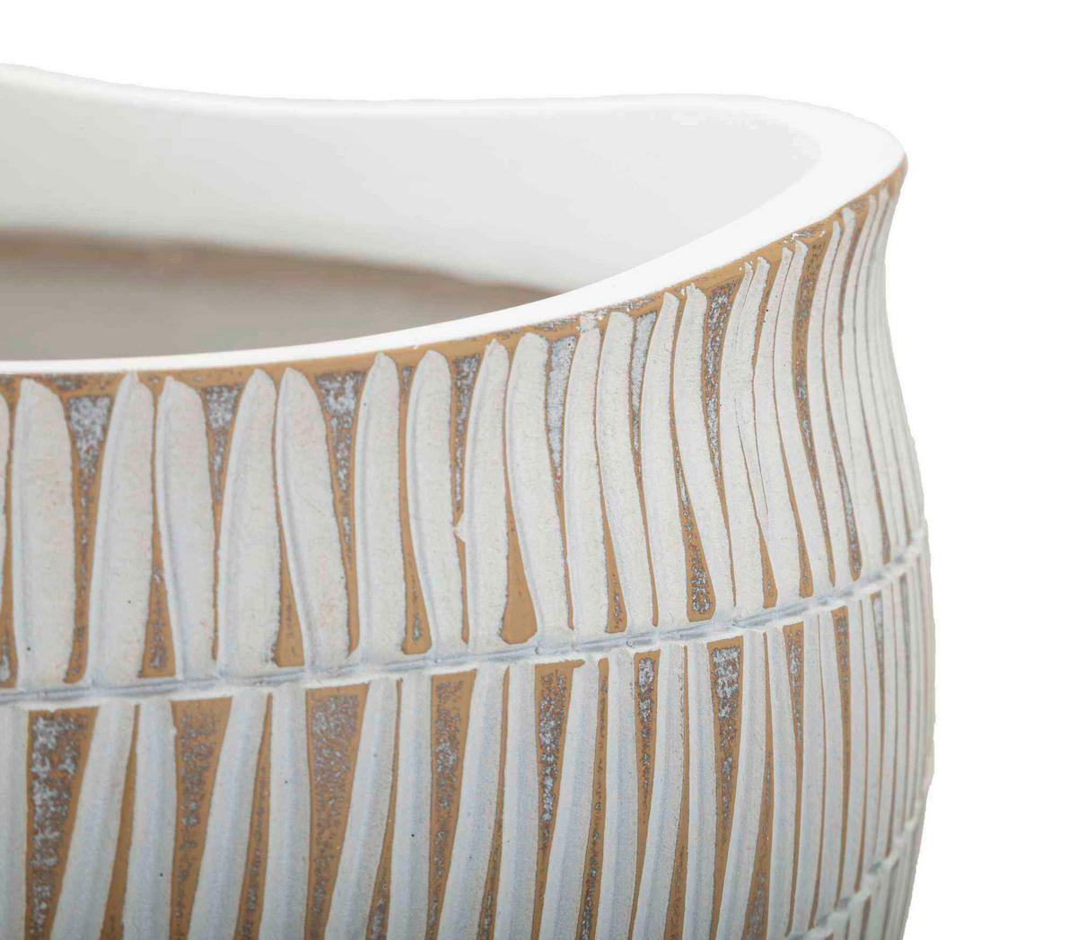 Vase Cachepot Stiky  - Goldfarben/Weiß, Basics, Kunststoff (30.5/24.5/30.5cm)