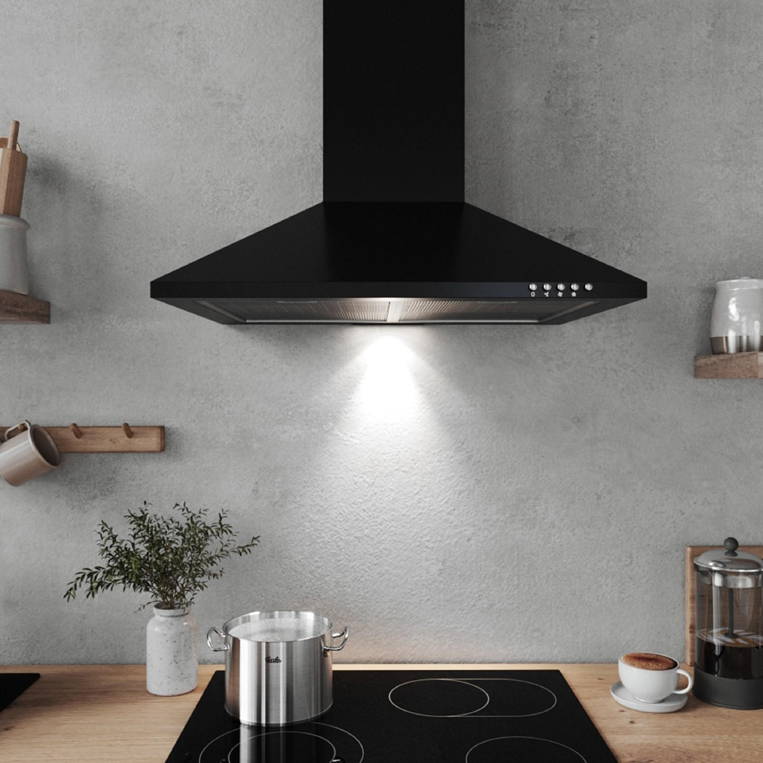 DUNSTABZUGSHAUBE CH22055SA  - Schwarz, Trend, Metall (60/58-96/47,5cm) - Respekta