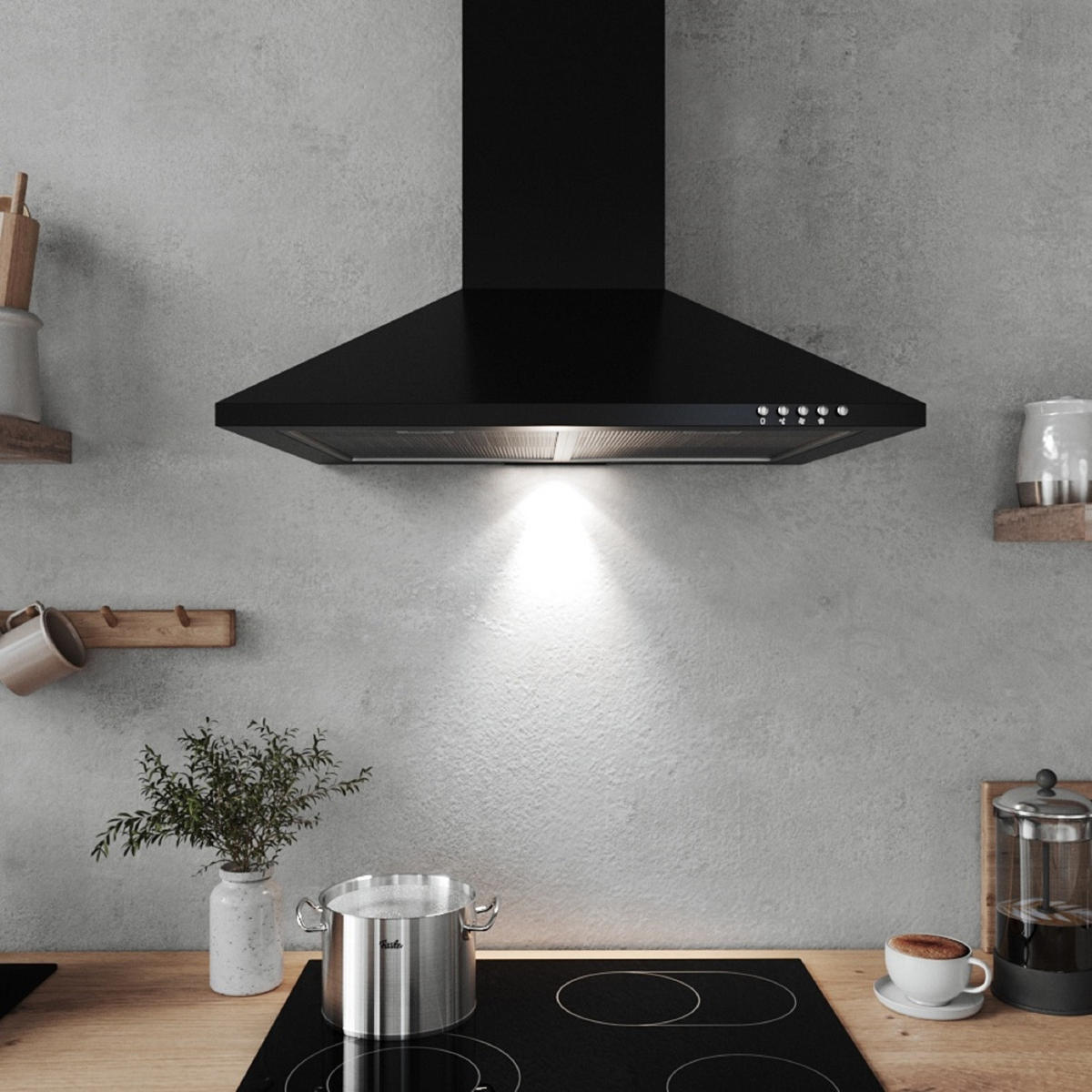 DUNSTABZUGSHAUBE CH22055SA  - Schwarz, Trend, Metall (60/58-96/47,5cm) - Respekta