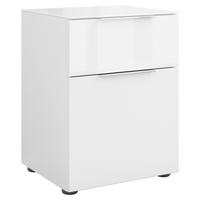 NACHTSCHRANK 45/60/40 cm  - Chromfarben/Weiß Hochglanz, Basics, Glas/Holzwerkstoff (45/60/40cm)
