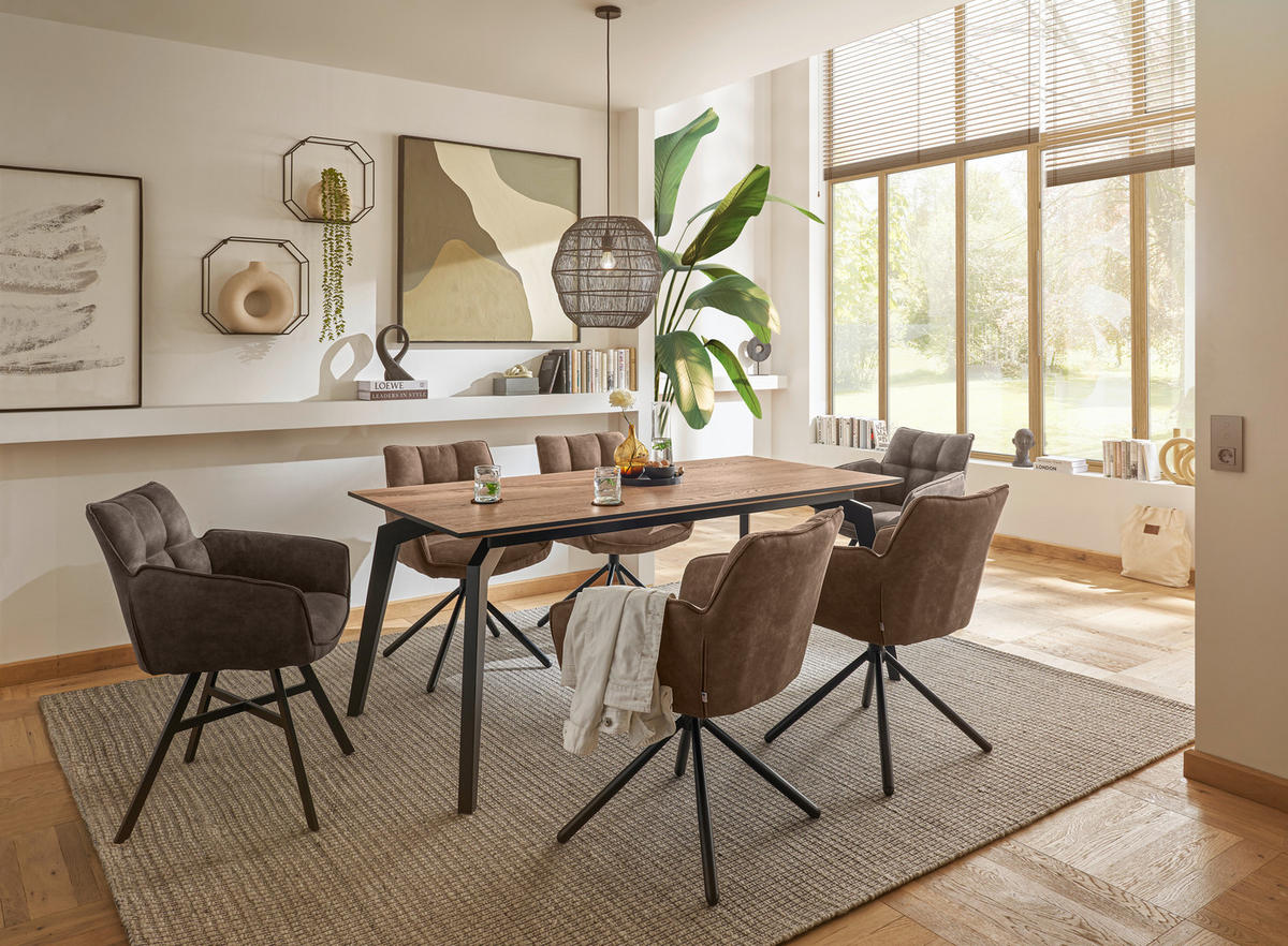 ESSTISCH rechteckig Braun, Schwarz  - Schwarz/Braun, Trend, Holzwerkstoff/Metall (200/100/76cm) - SetOne by Musterring