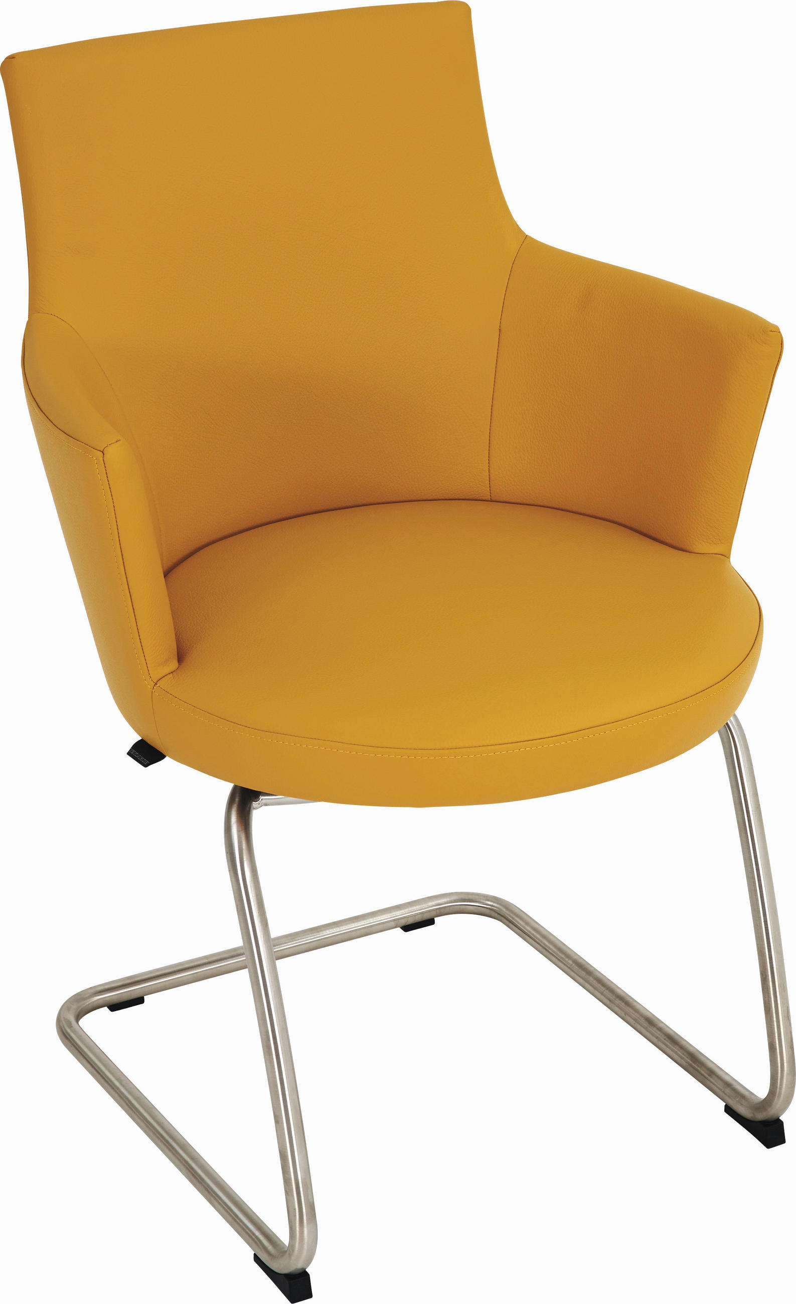 ARMLEHNSTUHL Echtleder  - Edelstahlfarben/Dunkelgelb, Design, Leder/Metall (61/88/61cm) - Venjakob