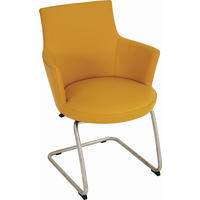 ARMLEHNSTUHL  in Echtleder  - Edelstahlfarben/Dunkelgelb, Design, Leder/Metall (61/88/61cm) - Venjakob