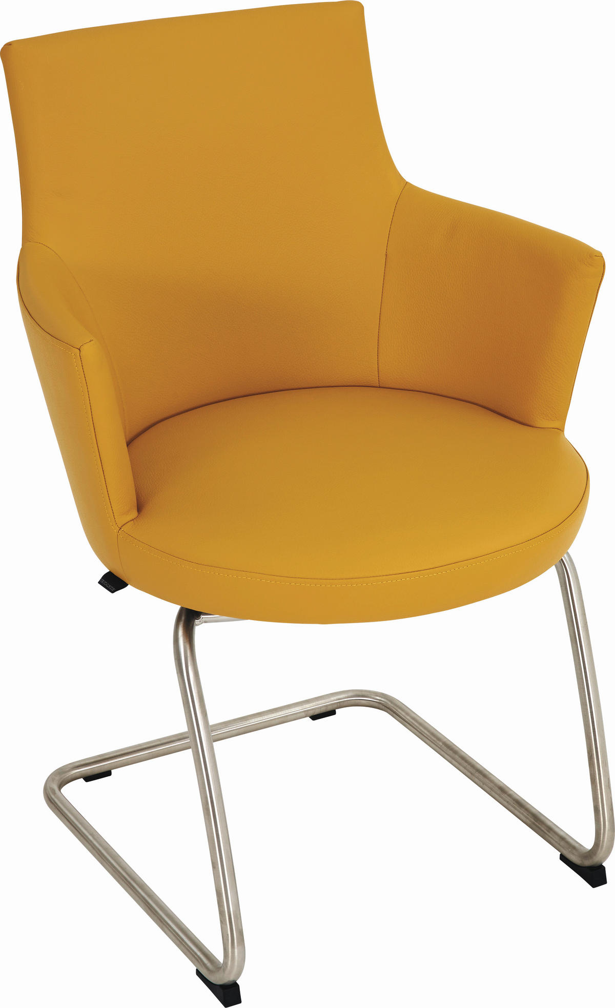 ARMLEHNSTUHL  in Echtleder  - Edelstahlfarben/Dunkelgelb, Design, Leder/Metall (61/88/61cm) - Venjakob
