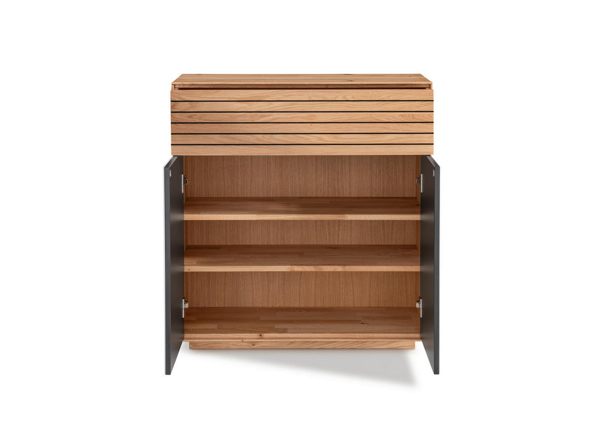 KOMMODE Riva  in 80/84/37 cm  - Eichefarben/Weiß, KONVENTIONELL, Glas/Holz (80/84/37cm) - Linea Natura