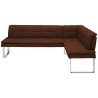 ECKBANK 233/174 cm Mikrofaser Chromfarben, Dunkelbraun Metall   - Chromfarben/Dunkelbraun, Design, Textil/Metall (233/174cm) - Novel